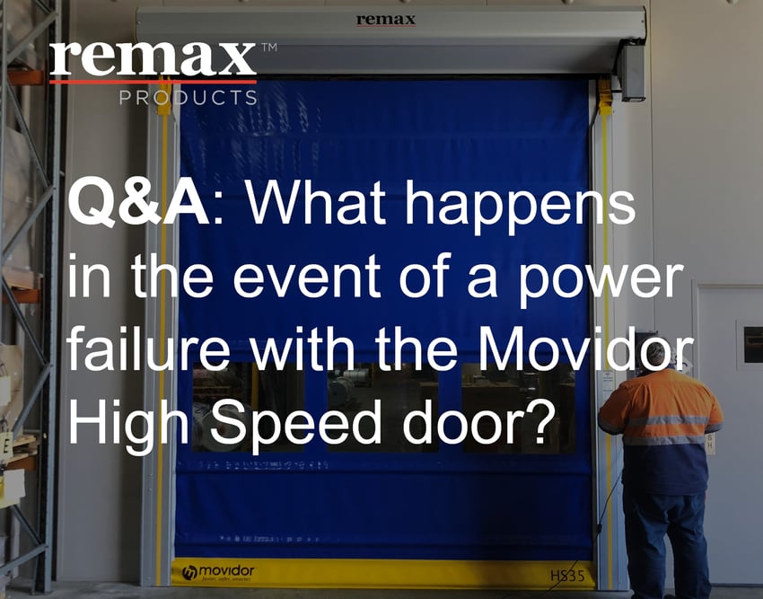 What happens during a power failure with the Movidor High Speed door?